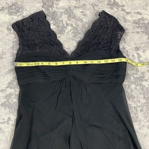Donna Ricco Black Silk Lace Tiered Dress Chiffon Babydoll LBD Sz 4 - Picture 10 of 12